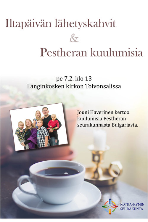 Tapahtuman juliste, jossa samat tiedot kuin tekstissä sekä valokuva Haverisen perheestä.