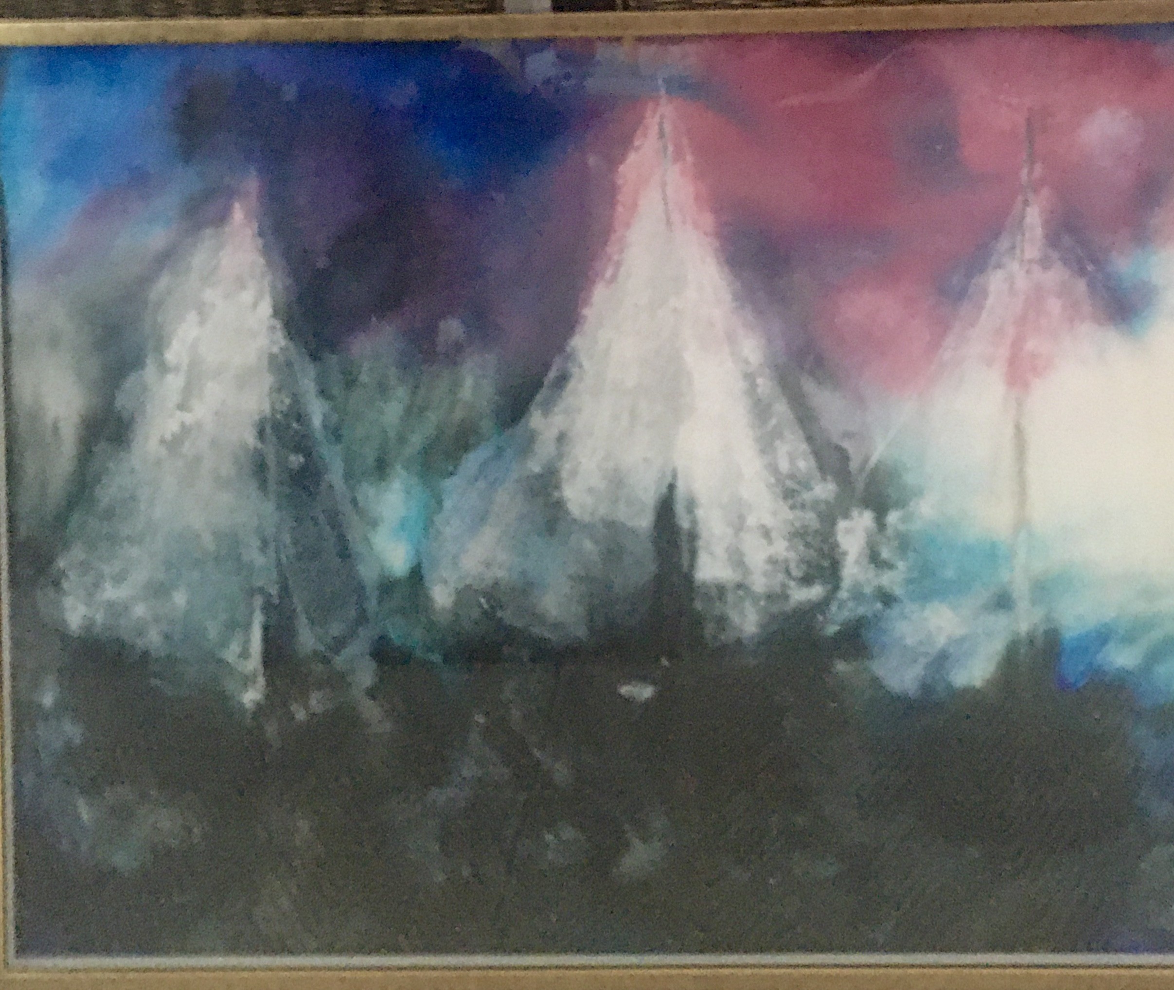 Avaa kuva isommaksi Anja Laukkanen Purjelaiva 100 x 71cm, akvarelli ja värillinen muste