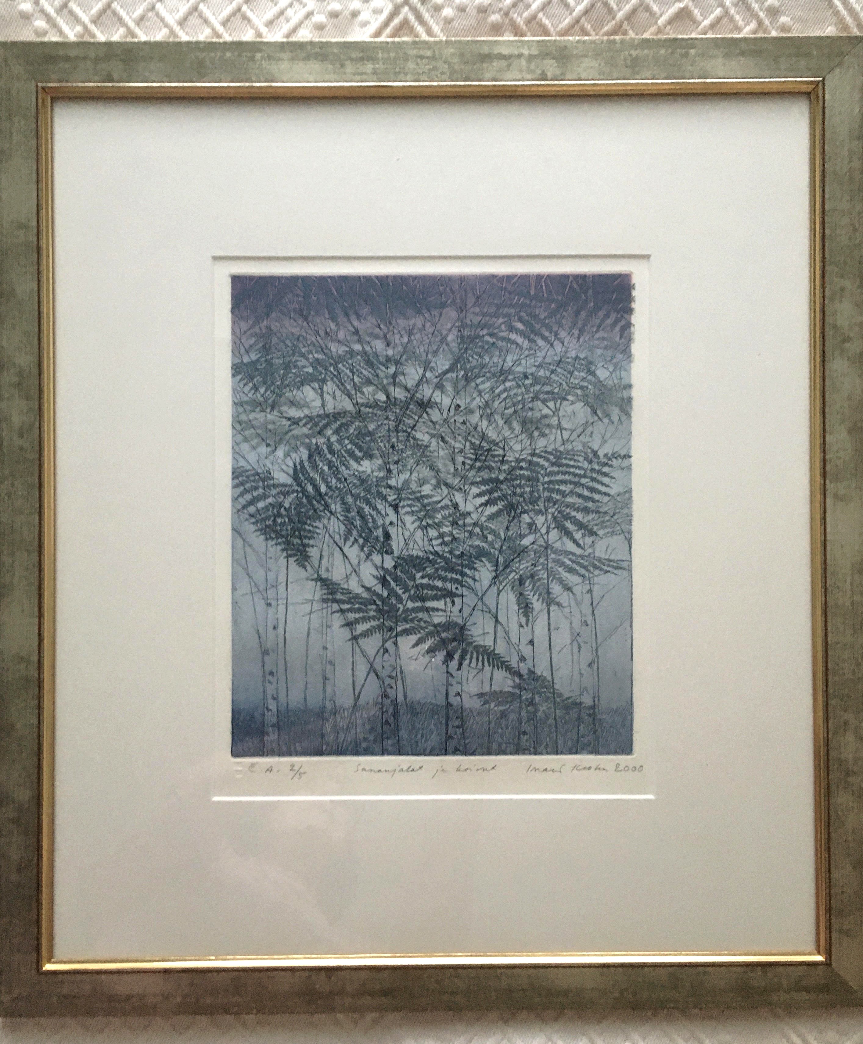 Avaa kuva isommaksi Inari Krohn Sananjalat ja koivut grafiikka 52 x 58 cm