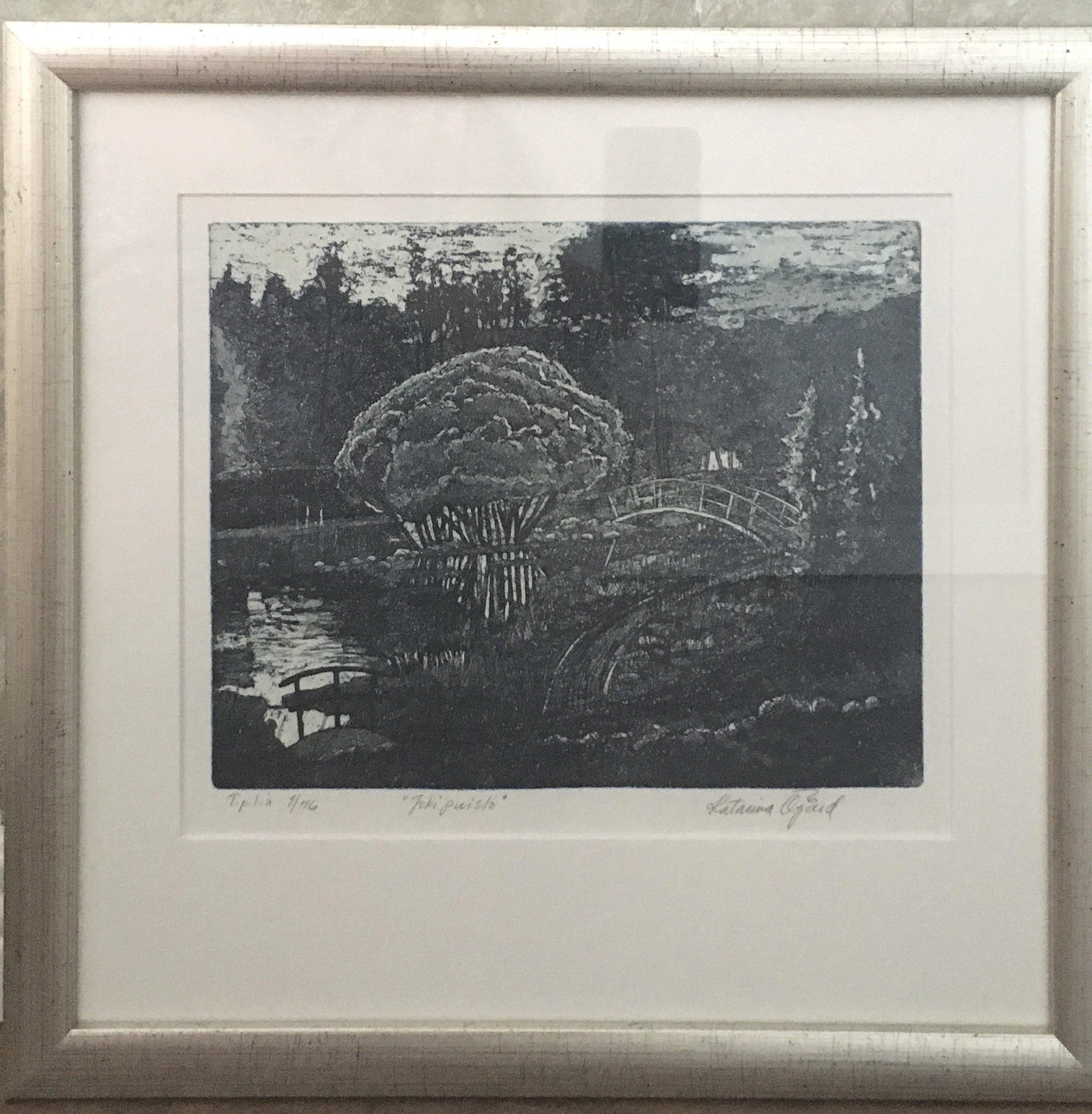 Avaa kuva isommaksi Katarina Ögård Jokipuisto viivasyövytys ja akvatinta 38 x 37 cm
