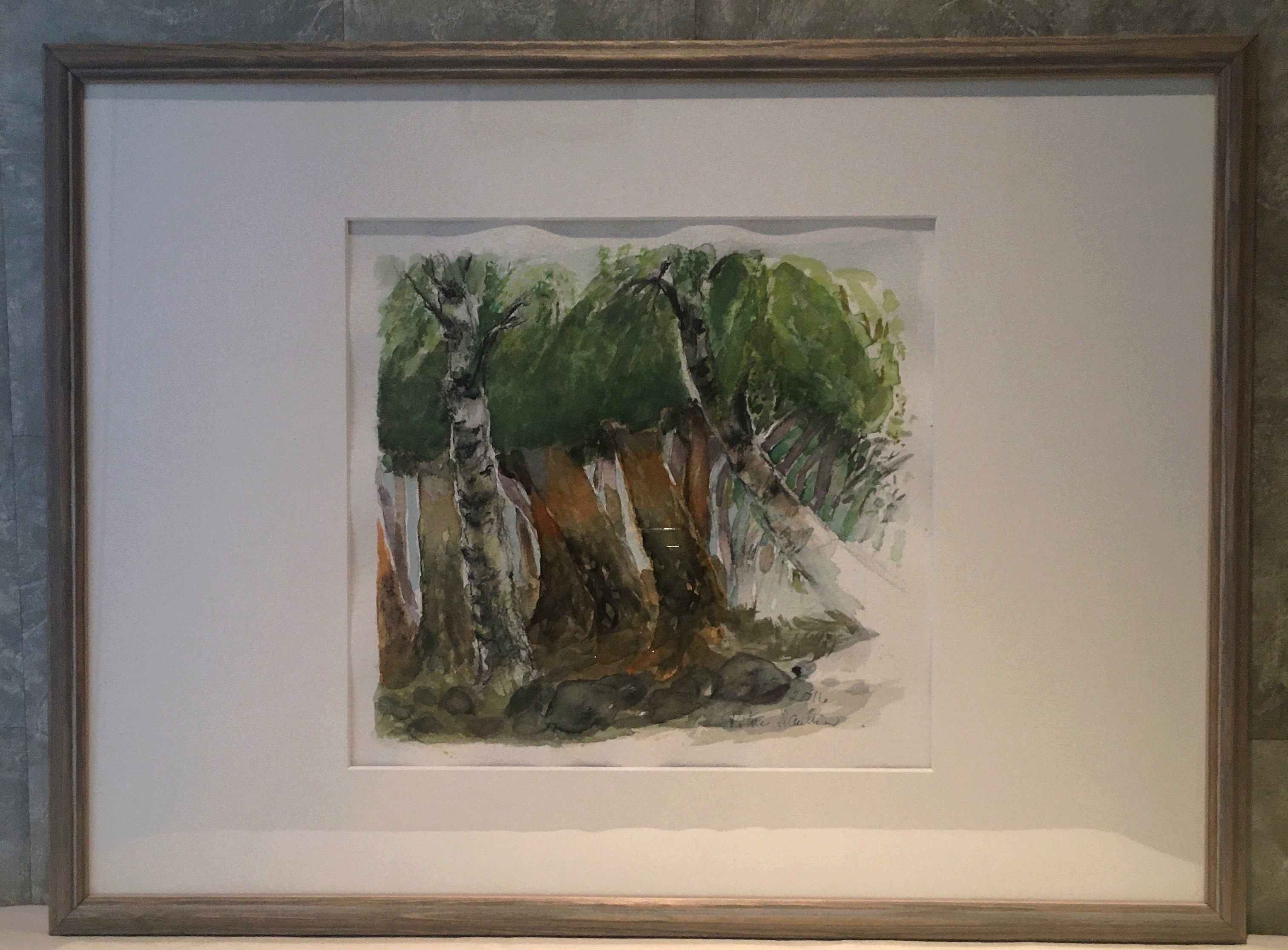 Avaa kuva isommaksi Ritva Hauhia Rantakoivut 60 x 45 cm akvarelli