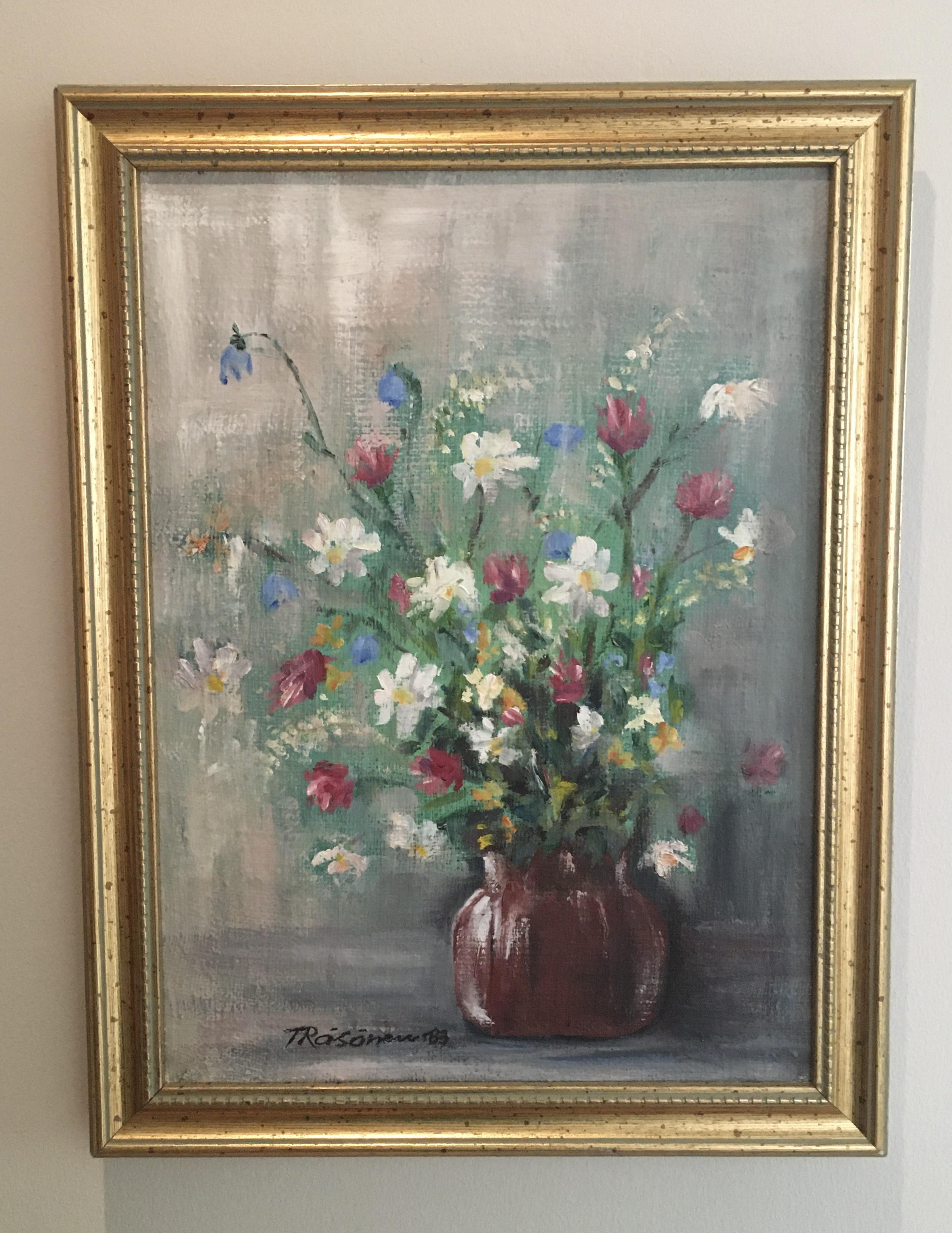Avaa kuva isommaksi Toini Räsänen Kesäkukat öljy 36 x 47 cm